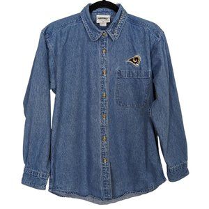 Vintage‎ 1990's RIDERS St. Louis Rams long sleeve denim womens shirt S